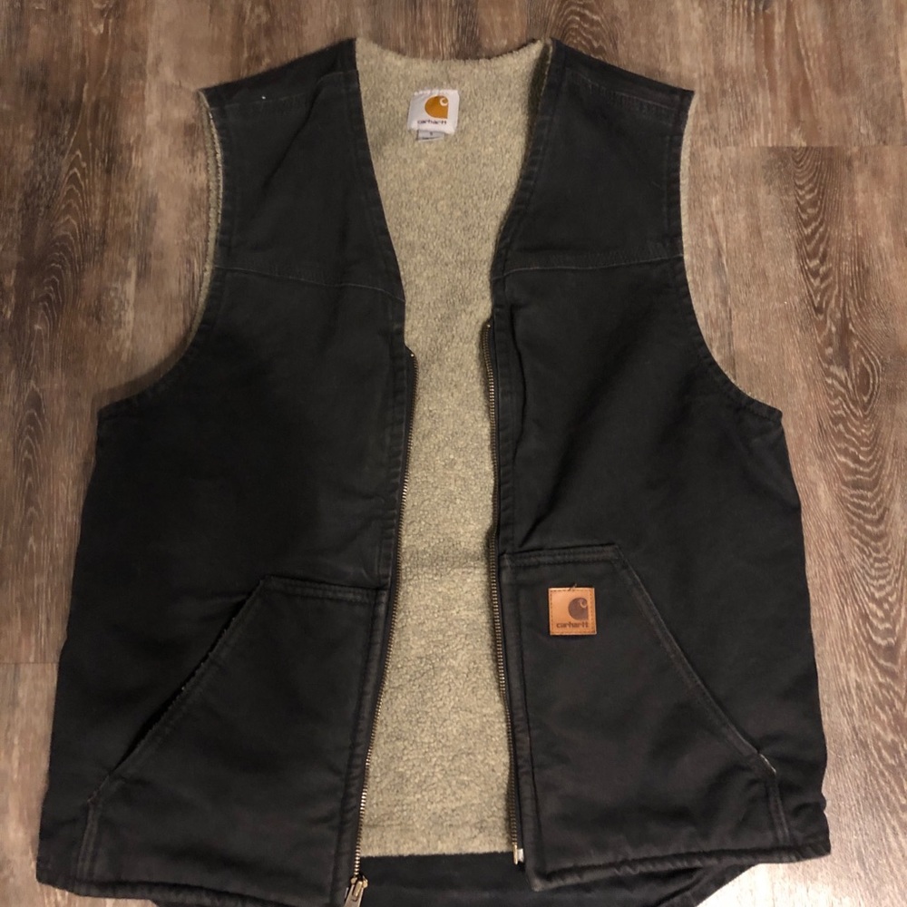 Black Carhartt fleece lined vest-small